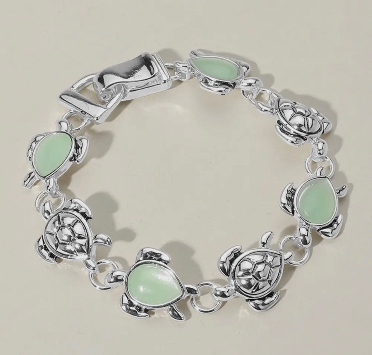 Sea Glass Turtle Magnetic Link Bracelet