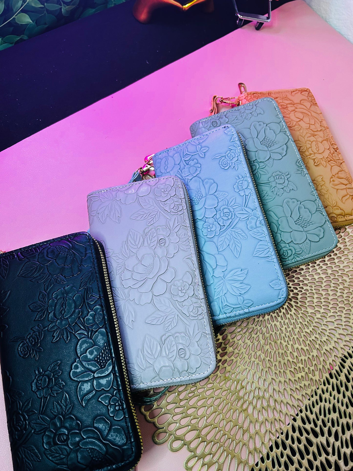 Floral Embossed Long Wallet - Available in 5 colors!