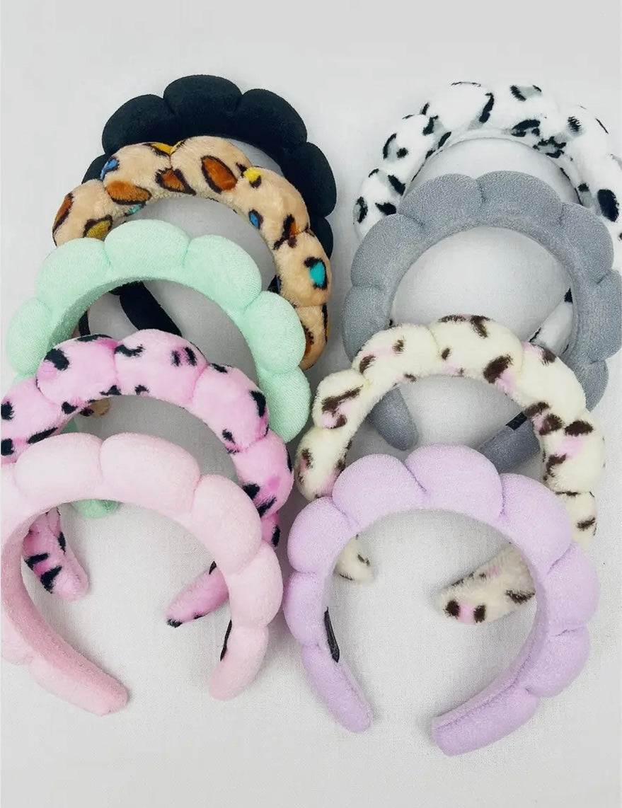 Leopard and Solid Color Spa Headband