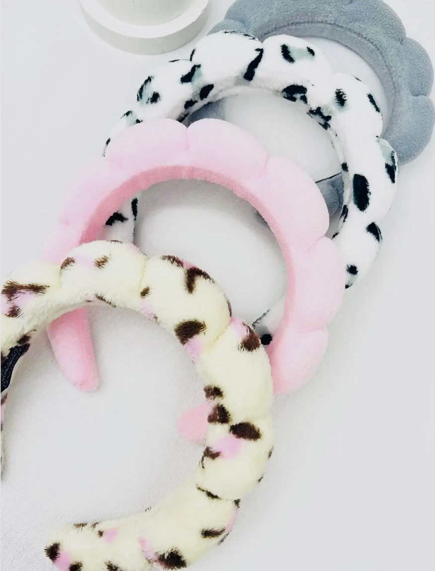 Leopard and Solid Color Spa Headband