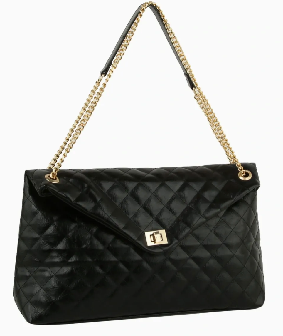 Quilted Oversize Satchel Trolley Sleeve Bag