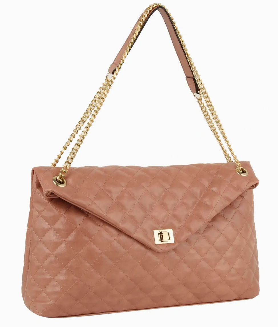 Quilted Oversize Satchel Trolley Sleeve Bag