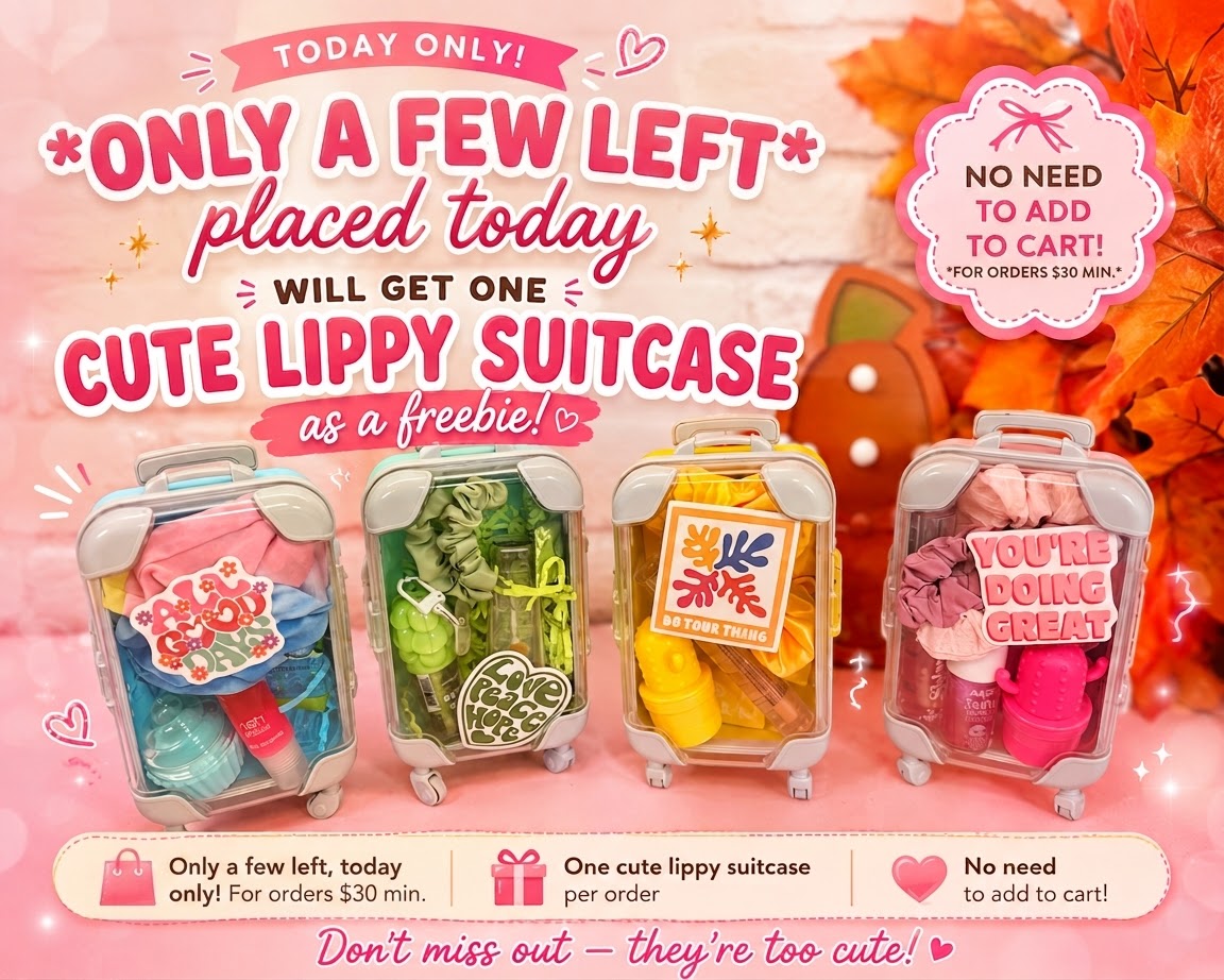 Free Lippy Suitcase for qualifying orders of $30+