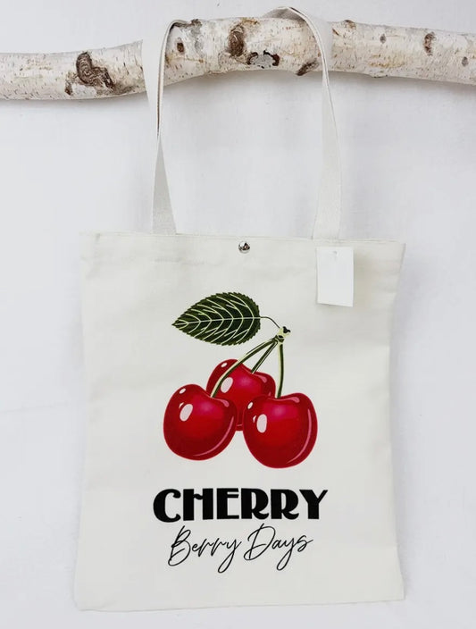 Cherry Print Canvas Tote Bag 🍒