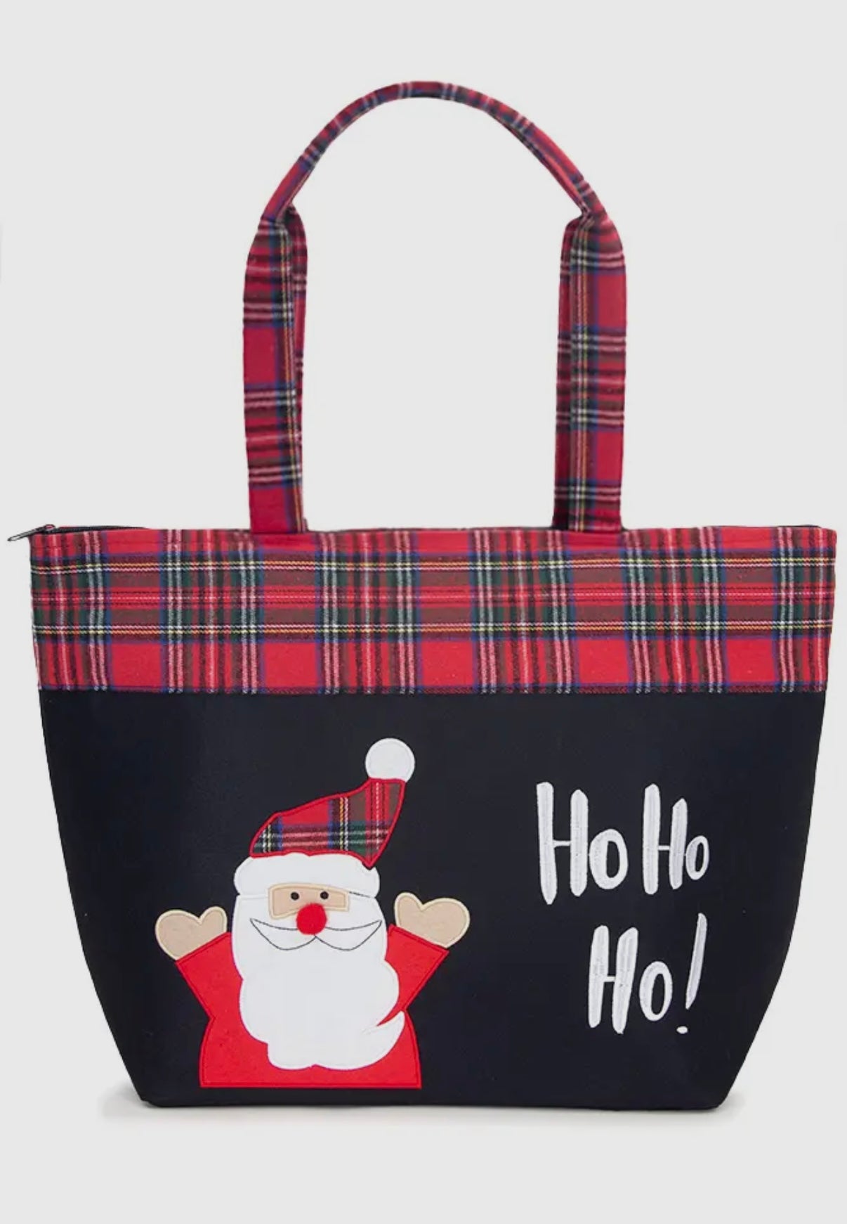 🎅✨🎅✨ “Ho Ho Ho" Santa Check Trim Tote Bag