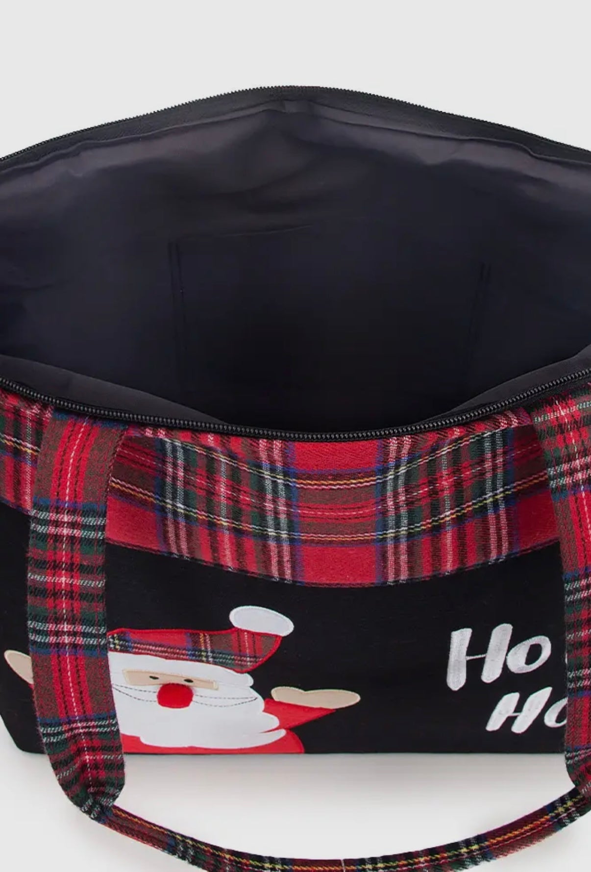🎅✨🎅✨ “Ho Ho Ho" Santa Check Trim Tote Bag