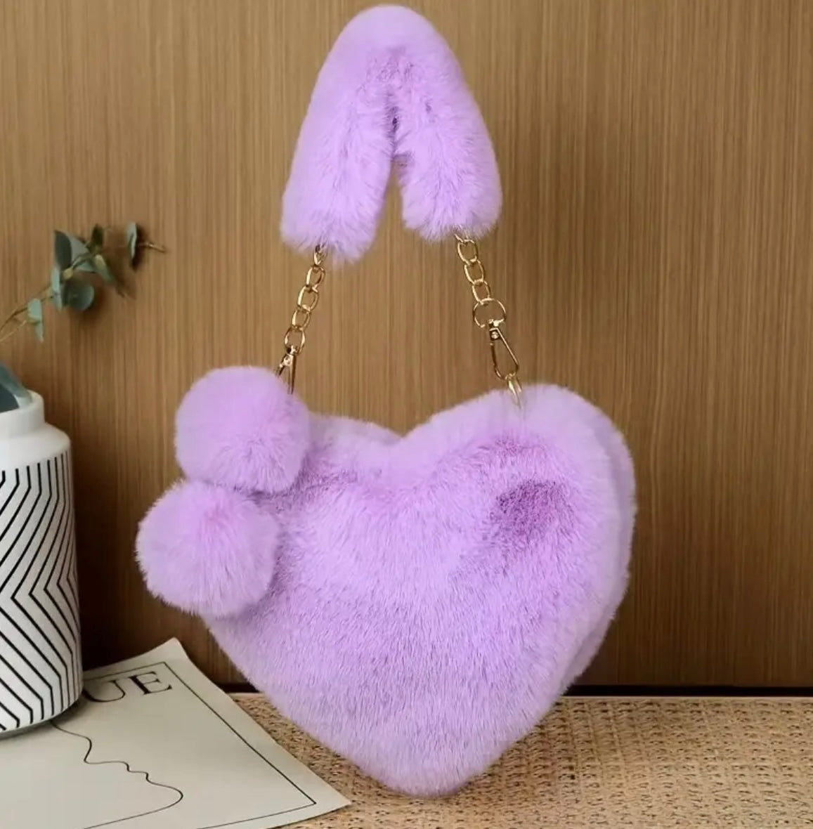 💕 Faux Fur Heart-Shaped Crossbody Bag 💕