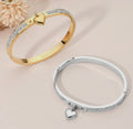 Sleek Heart Charm Bangle Bracelet