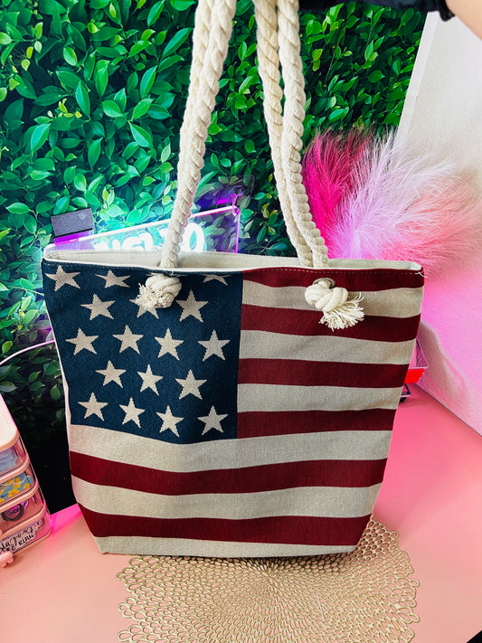 Patriotic Jumbo Tote Bag- American Flag Bag
