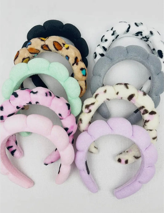 Leopard and Solid Color Spa Headband