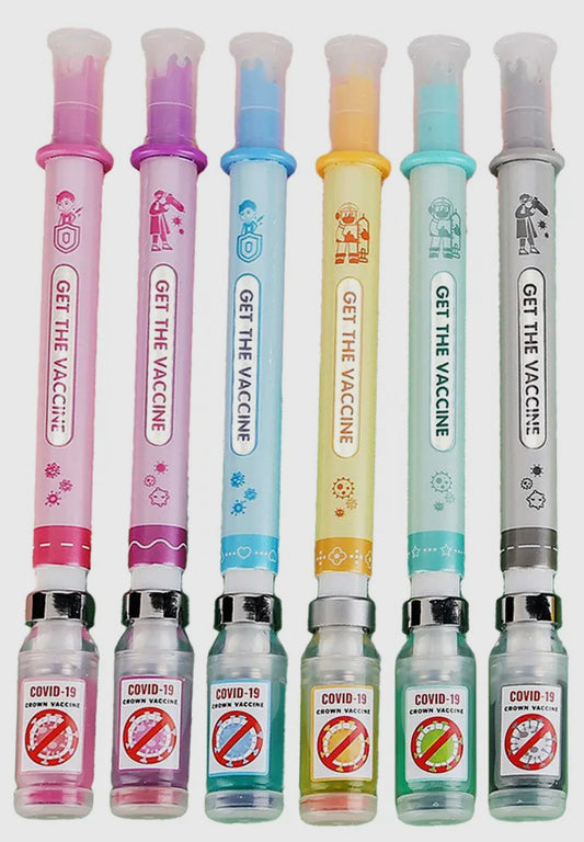 Covid Vaccine Syringe Pen with Mini Roller Stamp- Set - Limited Quantity Only!!