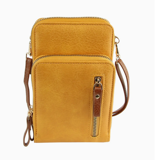 Mustard Multi-Pocket Cellphone Crossbody Wallet 📱✈️