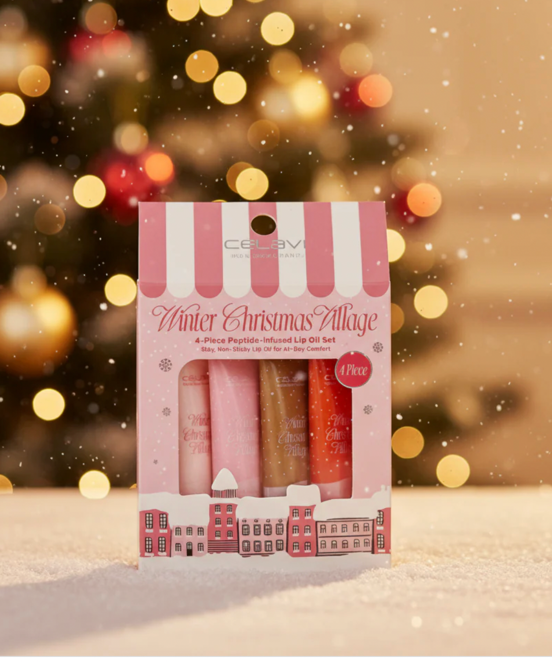 Celavi Winter Village- 4pc Lip Oil Set